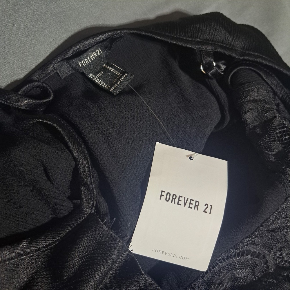 Forever 21 Women's M Black Lace Silk Bodysuit‎ Sexy Nightclub - Picture 4 of 6